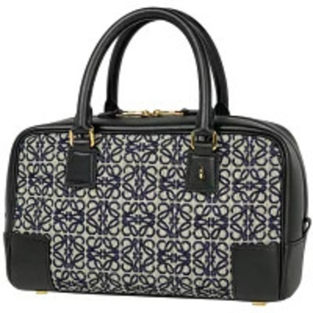 Loewe Amazona Shoulder Bag Anagram Canvas Navy Blue Black